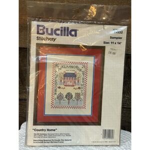 Bucilla "Home" 11"x14" Cross Stitch Kit 49532 Vintage New Sealed Country Home